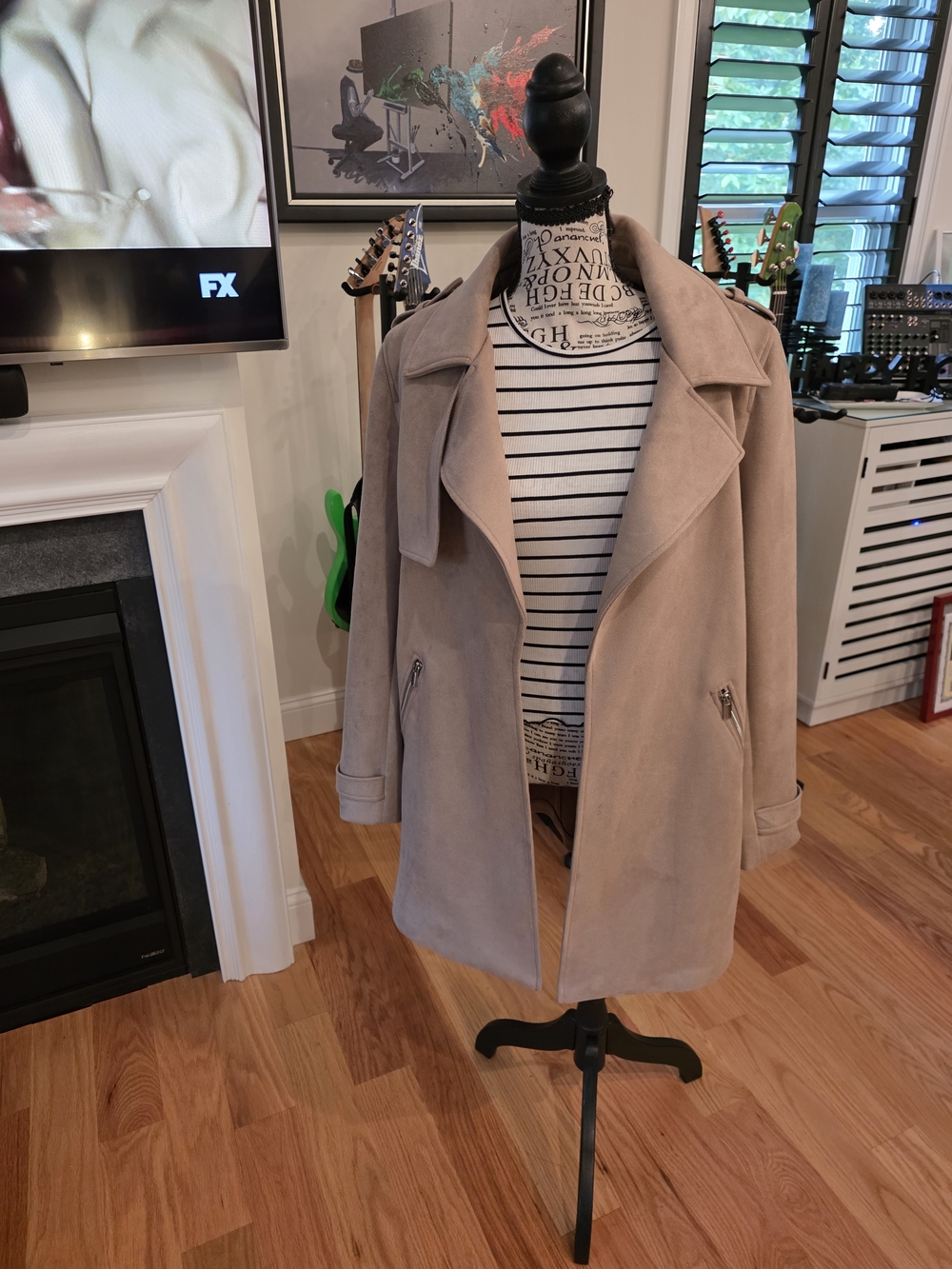 Magaschoni Taupe Suede-Look Trench Coat